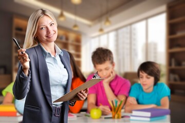 Smiling teacher during a class at school