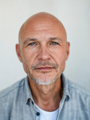 Obraz premium Bald man with a bright personality. Stylish bald-headed person on white background