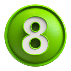 Green Button 3D Number 8