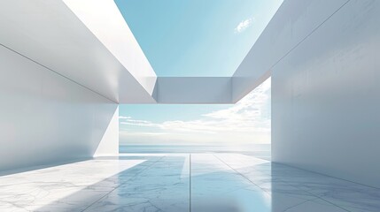 Fototapeta premium Minimalistic Abstract Architecture Desktop Wallpaper, Geometric Shapes, Monochromatic color, Modern Simplicity, landscape design, banner design, brochure, pattern design, web, wallpaper, background te