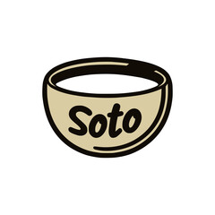 bowl soto indonesian food text sticker tshirt vector illustration template design