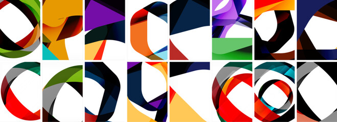 Collection of abstract background with waves, colorful shapes and 3d shadow effect. Vector Illustration For Wallpaper, Banner, Background, Card, Book Illustration, landing page