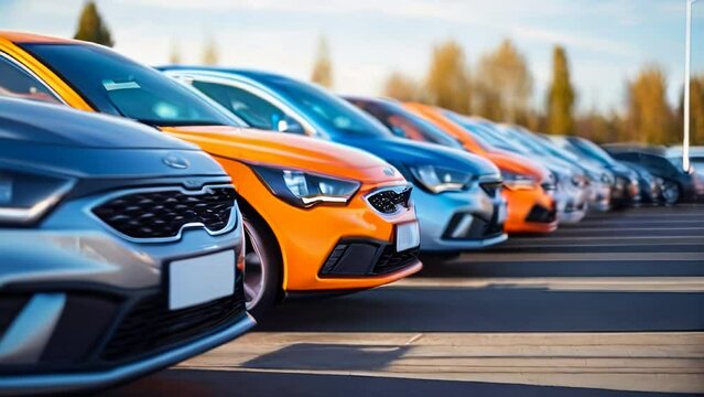 Car showroom with a magnificent view of the cars for sale. Car dealer with many cars indoors