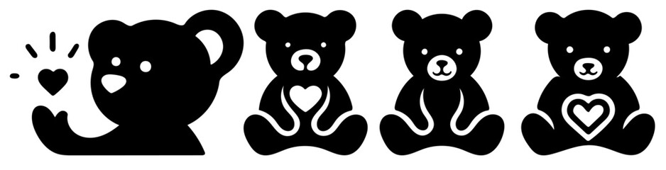 Teddy Silhouette: Cute Bear Icon, Childhood Symbol, Flat Vector Illustration