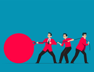 Team pulling heavy weight. Obligations vector concept