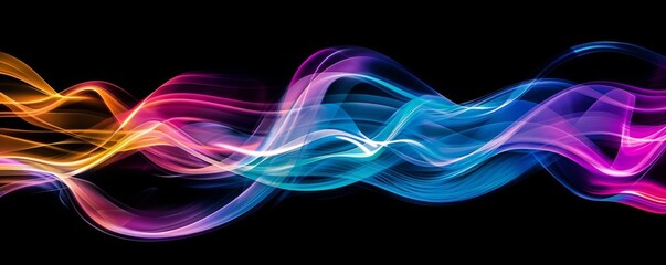 Colorful abstract waves on black background. Modern art and design concept