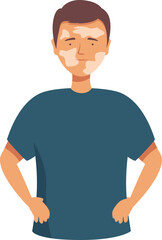 Young man with vitiligo skin condition is posing confidently, embracing his uniqueness and promoting body positivity