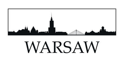 Fototapeta premium The city skyline. WARSAW. Silhouettes of buildings. Vector on a white background