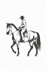 A man wearing a cowboy hat is riding a horse while participating in equestrian activities