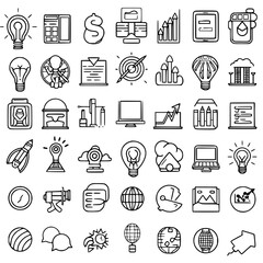 Rain icon, storm icon, weather icon, climate icon, business icon, communication icon, people icon, brainstorming icon, graph icon, direction icon, ideas icon, leadership icon, marketing icon,