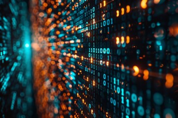 Obraz premium Data code binary background, digital binary data on computer screen, matrix pattern, cyberspace, bigdata banner