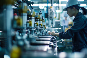 Fototapeta premium Technician monitoring automated machinery