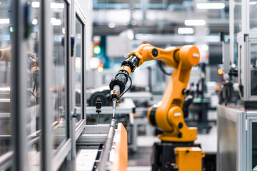 Industrial robot arm in production line