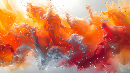 Vibrant bursts of colors dynamically splattered against a pure white backdrop, creating a visually stunning effect