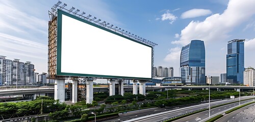 Urban sports facilities near a sports complex with an ultra-tall horizontal billboard.