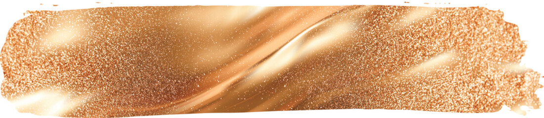 Golden paint Realistic brush on transparent background. luxury gold Decorative glittering brushstroke.