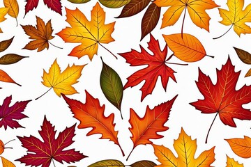 Fototapeta premium Bright colorful autumn leaves on a white background. The concept of the autumn background.