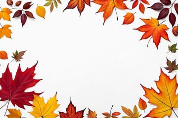 Bright autumn wedge leaves on a white background. background with copy space.