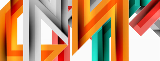 Line zig zag dynamic geometric abstract background. Colorful lines with shadow and light effects, various routes concept. Vector Illustration For Wallpaper, Banner, Background, Card