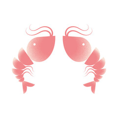 Shrimps vector illustration on transparent background. Shrimp illustration for restaurants menu, logo. Pink shrimps. Shrimps logo. Shrimps mascot.