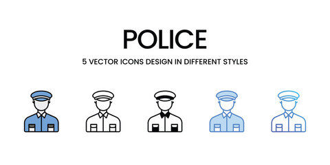 Police icons vector set stock illustration.