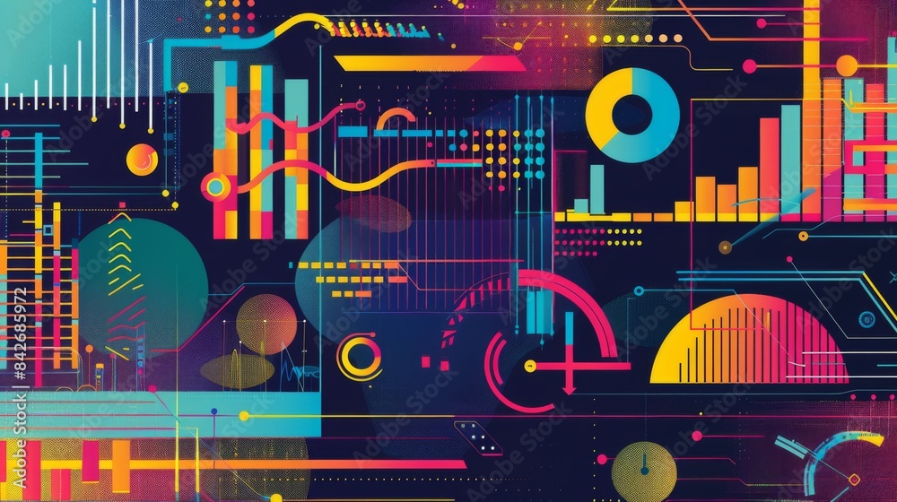 Aufkleber A vibrant infographic with various graphs and data points, representing statistical information clearly.