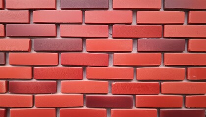 Obraz premium A vibrant and colorful brick wall pattern featuring various shades of red and orange. The orderly arrangement and rich textures create a visually striking and dynamic design.