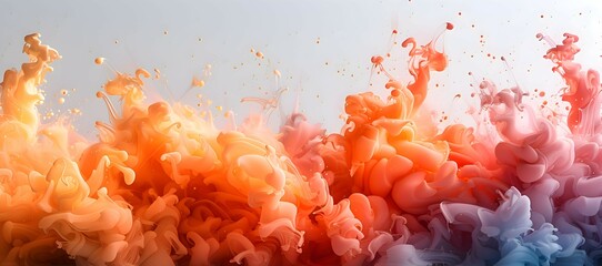 Vivid colors exploding dynamically on a pure white canvas, creating a captivating and energetic scene