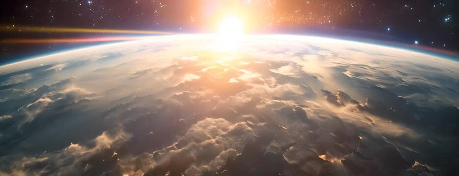 Cinematic shot of planet earth globe clouds and space background. 4K Video