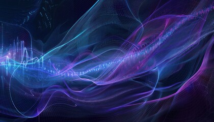 Abstract Neon Waves of Data Flow