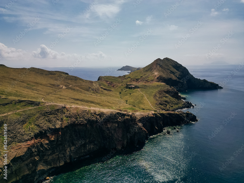 Wall mural  aerial shot of the Eastern tip of Madiera, an island in Atlantic, Portugal