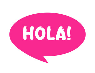Hola Speech Bubble Icon in Bright Pink Spanish Greeting Concept vector illustration © quietmind_art