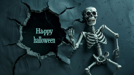 happy Halloween with a smiley skeleton