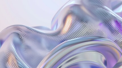 Naklejka premium Abstract close-up of smooth holographic mesh texture with iridescent colors in a futuristic design