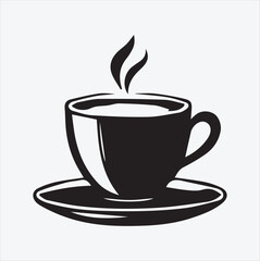 coffee cup silhouette Line art vector illustration