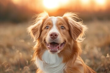 Dog gazing at twilight skies