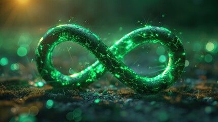 Within the void, the green 3D infinity symbol suggests a universe of possibilities for clean energy innovation.