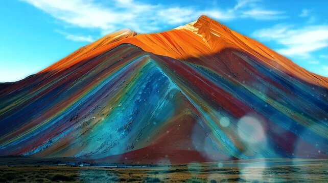 rainbow mountain with beautiful sky
