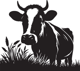 Silhouette image of a cow without a background