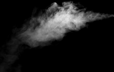 Collection of animated white smoke on black background. Smoke clouds. Isolated abstract lines.