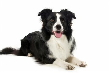 Border Collie with Bright Eyes and a Wagging Tail: A Border Collie with bright, alert eyes and a wagging tail, displaying its intelligence and enthusiasm