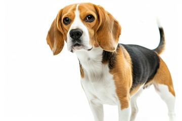 Beagle with Floppy Ears and a Wagging Tail: A Beagle with floppy ears and a wagging tail, showcasing its cheerful and energetic personality