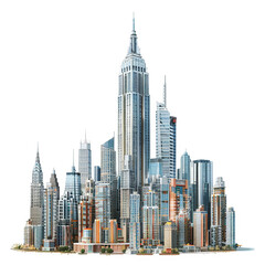 Fototapeta premium large city with a lot of tall buildings, transparent background png