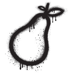 Emoticon guava graffiti with black spray paint. vector illustration.