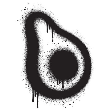 recommend clip art: Emoticon avocado graffiti with black spray paint. vector illustration