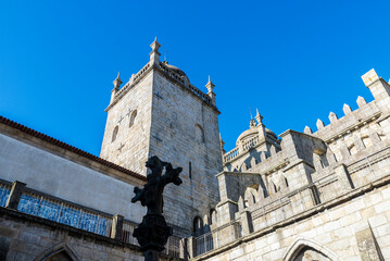 Gothic cloister of the Porto Cathedral in Oporto, Portugal