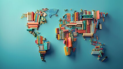  3d world book day illustration copy space