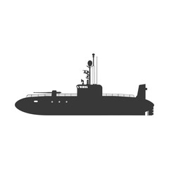 Fototapeta premium silhouette submarine surfaced black color only
