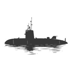 Fototapeta premium silhouette submarine surfaced black color only