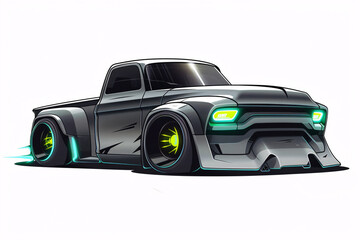 Concept Design Sketches - Retro Futuristic Pickup Truck